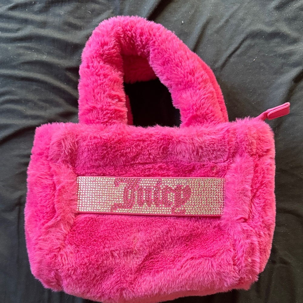 Juicy Couture Vibrant Pink Plush Kids Bag
